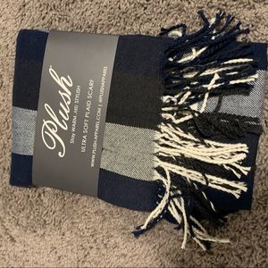 Black, Navy and white blanket scarf